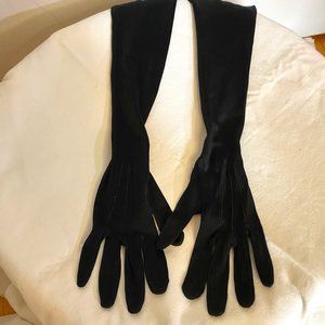 Vintage Black Nylon Gloves Size-XXS